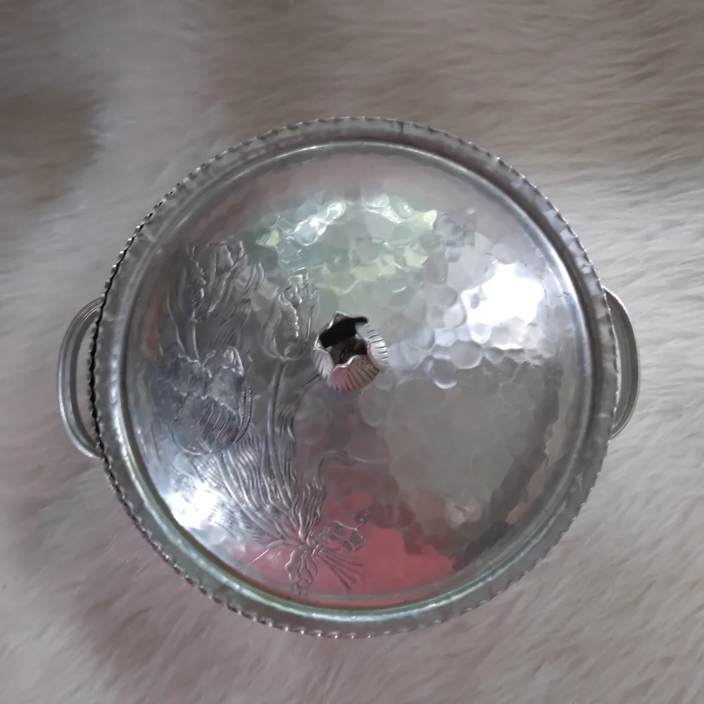Vintage Hand Wrought Creations by Rodney Kent Hand pounded aluminum Tulip Dish